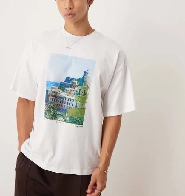 Selected Oversized T-Shirt with Front Scene Print