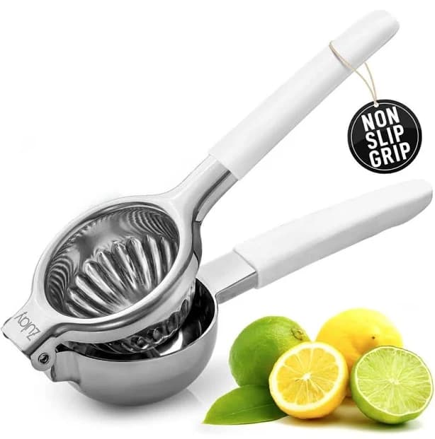 Lifetime warranty citrus squeezer with comfort grip
