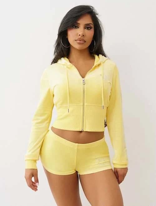 True Religion Women's Crystal Velour Zip Hoodie