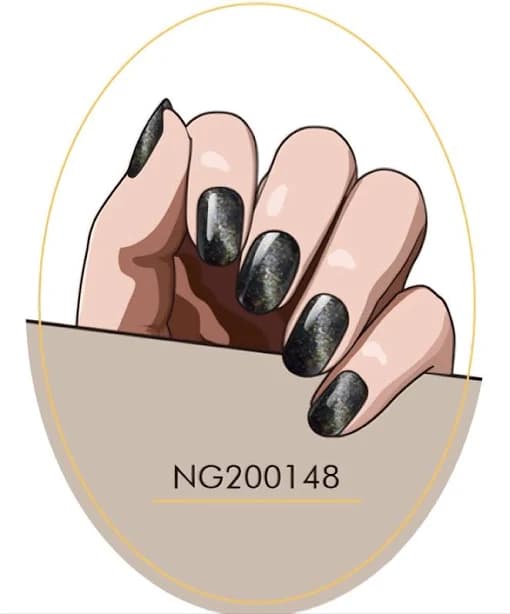 Black Cat Eye Semicured Gel Nail Sticker Kit/NG148