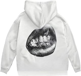 Women's Lip Graphic Y2K Hoodies Long Sleeve Thermal Lined Sweatshirt Pullover Top