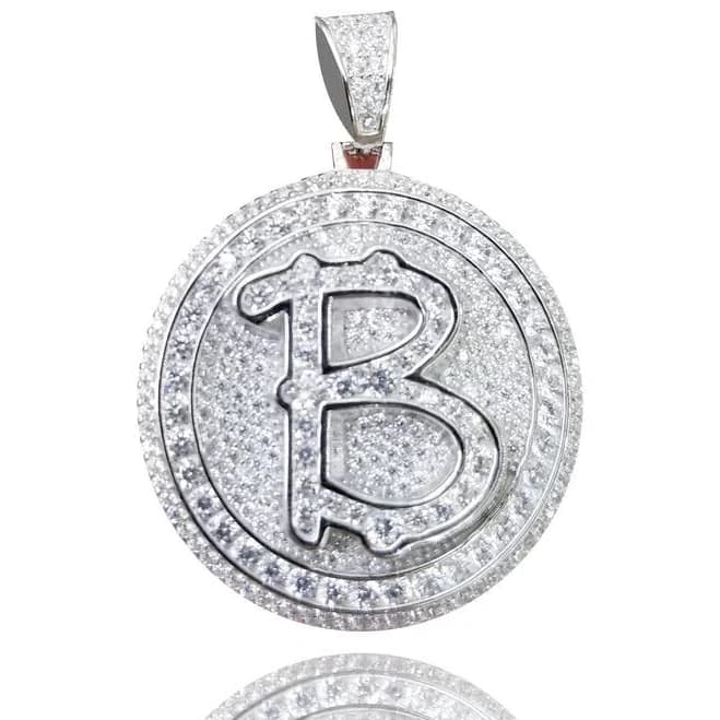 Sterling Silver CZ Letter B Pendant
