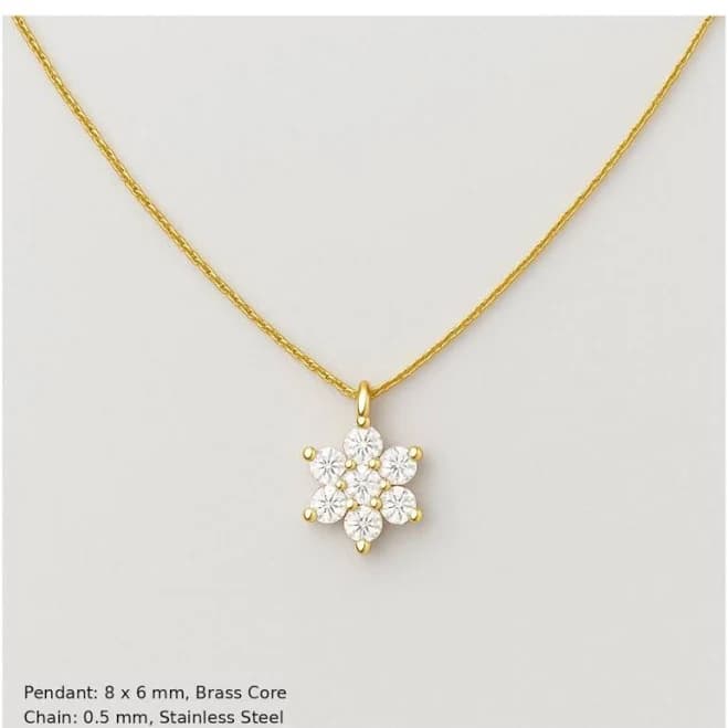 14K Gold Plated Minimalist Flower Pendant Necklace