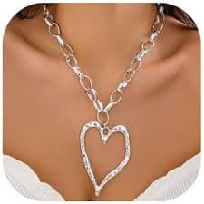 Amazon.com: Y2k Large Heart Necklaces for Women Chunky Heart Necklaces Gold Love Pearl Choker Necklaces Exaggerated Large Hollow Heart Pendant Necklace Dainty Statement Jewelry for Women (gold): Clothing, Shoes & Jewelry
