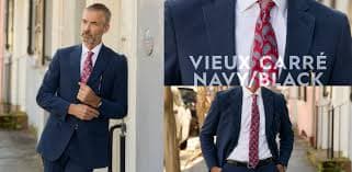 SUIT SEPARATES - Vieux Carre Navy/Black Seersucker Suit Tagged "boldmetrics:mens_blazers_numeric" - Haspel