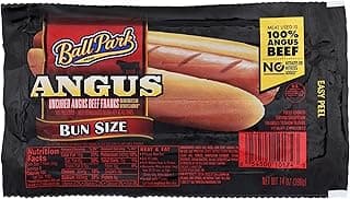 Ball Park Angus Beef Hot Dogs, Bun Size, 8 Count