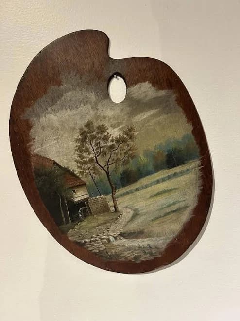 Antique Painters Palette Wood With Thumb Hole