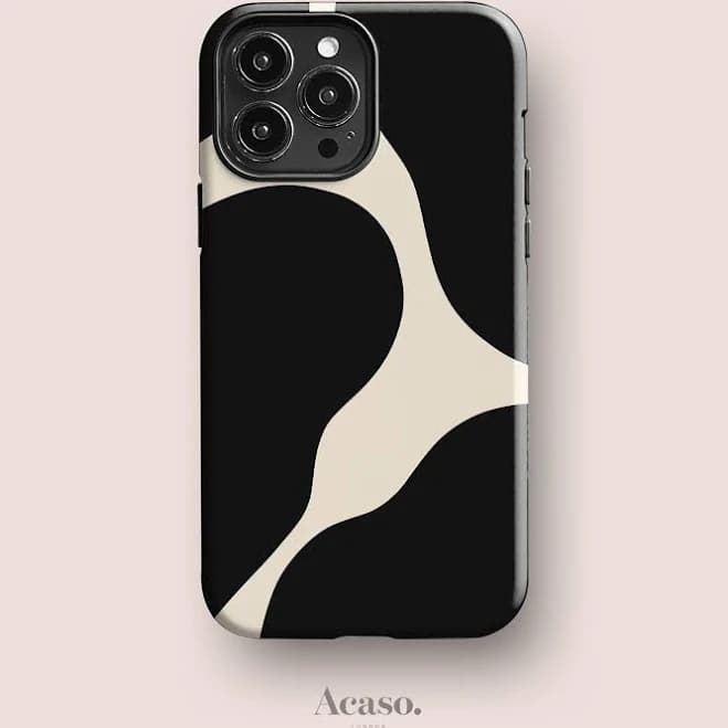 Modern Abstract Phone Case for iPhone 15 Pro, iPhone 14 Pro, iPhone 13, iPhone 11 Case and More Models in Black & White