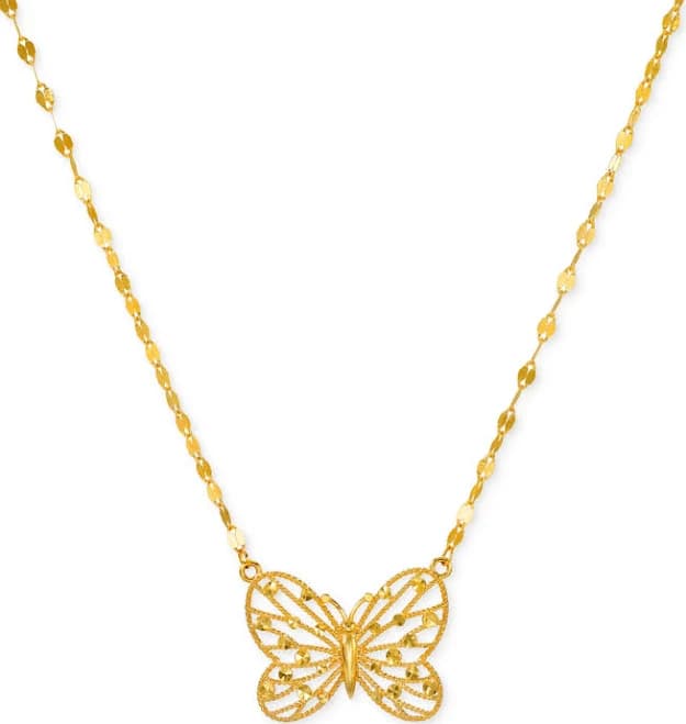 Macy's 10K Gold Butterfly Openwork Pendant Necklace