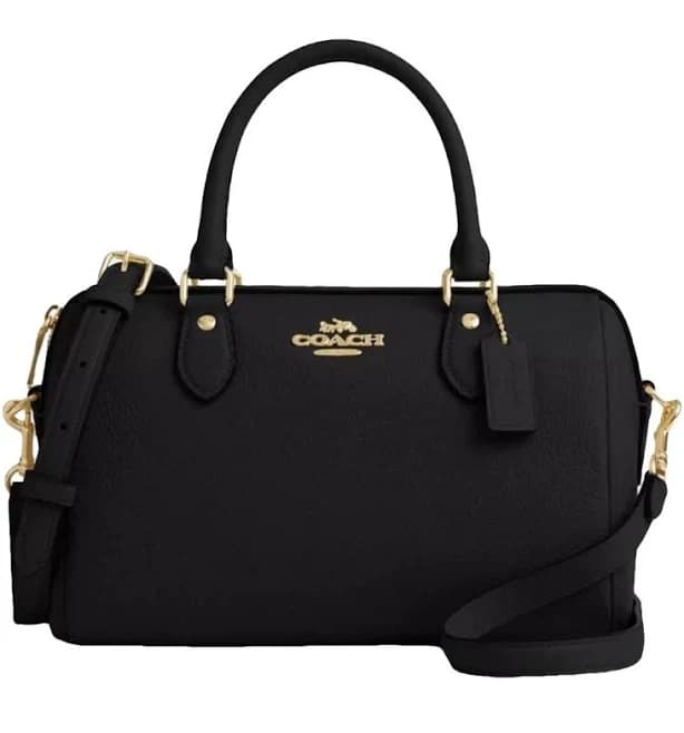 Coach Black Pebbled Leather Duffle Bag L 25.4 cm x H 16.5 cm