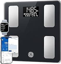 GE Smart Scale for Body Weight and Fat, Digital Bathroom Scales BMI Body Fat - Bluetooth 13 Body Composition Monitor for Muscle Mass People with App, Accurate 400lb Weighing, Battery-Black