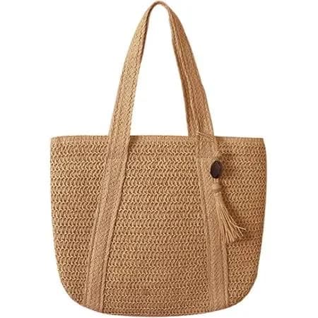 Women's Large Woven Straw Beach Tote Holiday Handmade Summer Rattan Bags