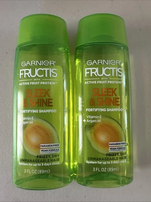 2 Pk: Garnier Fructis Sleek & Shine Shampoo & Conditioner 3oz Travel