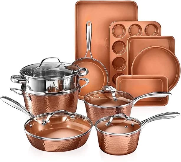 Gotham Steel Hammered Copper Cookware Set