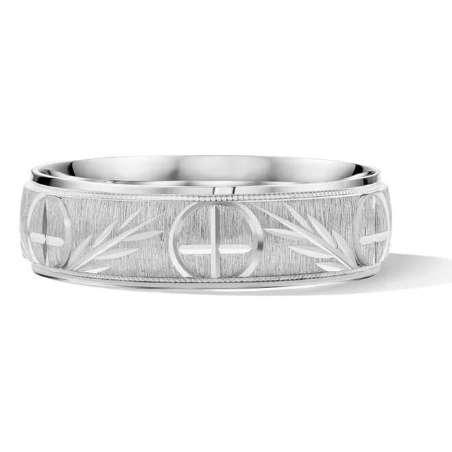 Zales Sterling Silver Diamond-Cut Wedding Band