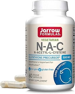 Jarrow Formulas® N-A-C 500 mg, Dietary Supplement, Antioxidant Support for Liver Health, 60 Veggie Capsules, 60 Day Supply