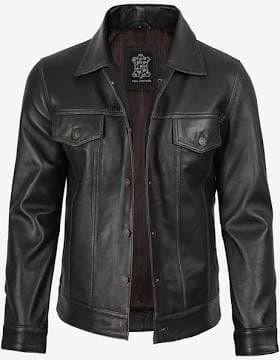 FJackets Men's Vintage Lambskin Leather Trucker Jacket