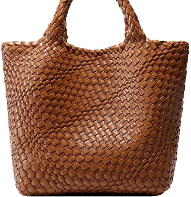 Retro Handmade Vegan Leather Tote Bag