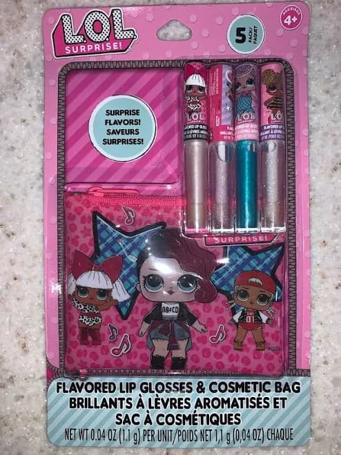 L.O.L. Surprise Flavored Lip Glosses and Cosmetic Bag