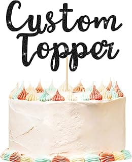 Personalized Cake Topper Birthday Cake Toppers 11 Colours Wedding Cake Topper with Any Text Age Glitter Double Sided Cake Decoration for Anniversary Baby Shower Graduation(Black)