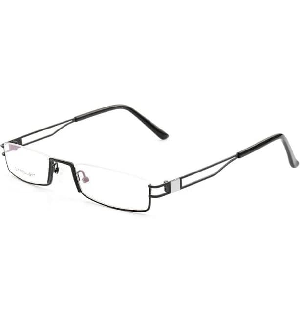 Kelcey | Rectangle Half Rim Metal Glasses Frames, Black