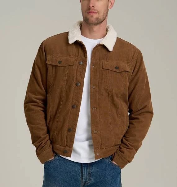LJ&S Men's Tall Sherpa Corduroy Trucker Jacket