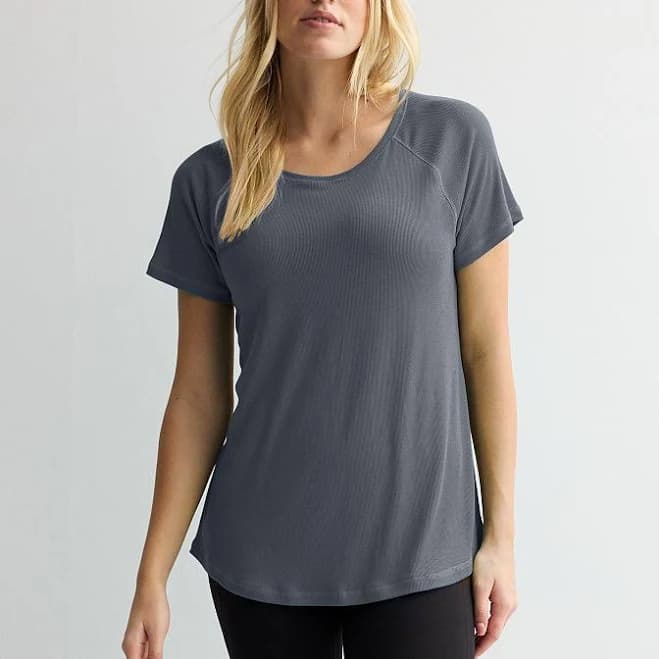 Women's Tek Gear Essential Core Raglan Tee, Size: Small, Heritage Gray Rib