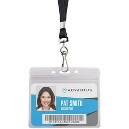 ADVANTUS Horizontal Resealable ID Badge Holder, Lanyard, Combo Pack (20 Pack