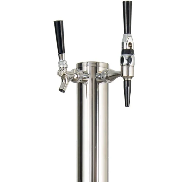 Cold Brew/Nitro Coffee Tap System Stainless Steel Dual Faucet Tower w/ One Standard & One Nitrogen Faucet from Rapids Wholesale