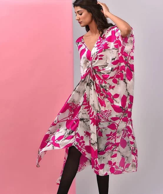 Inca Women Pink Bemberg Satin Digital Printed Kaftan at Pernia's Pop Up Shop