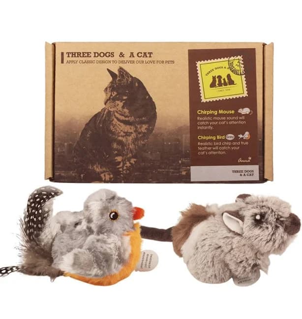 Interactive Cat Bird Toys Pearl Bird + Mouse Combo - Touch Sound