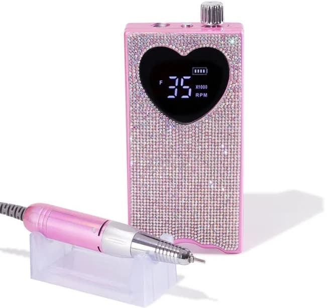 Electric Nail File Machine AB Rhinestone Pink