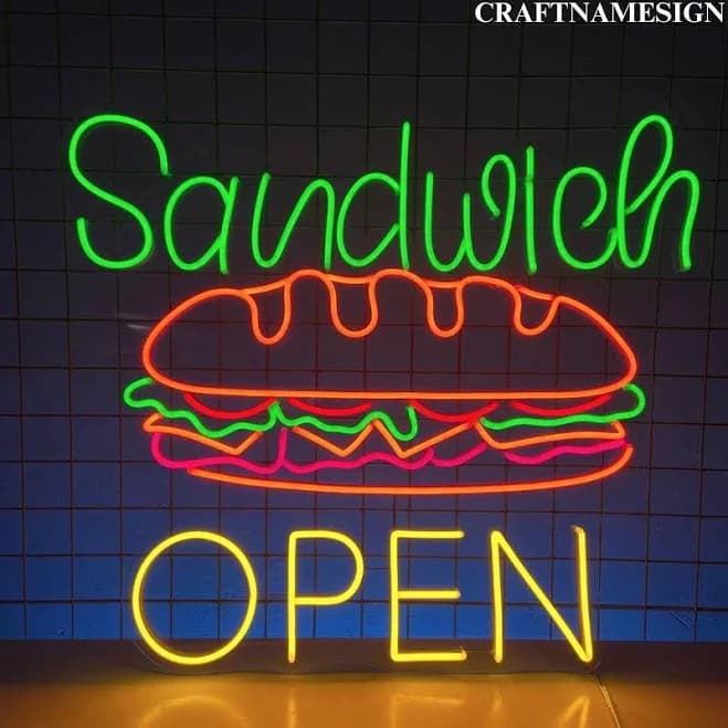 Sandwich Open Led Sign, Sandwich Shop Open Neon Sign, Custom Neon Sign, Sandwich Restaurant Wall Decor, Sandwich Store Wall Led Light