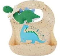 Mud Pie Dinosaur Silicone Bib Rattle