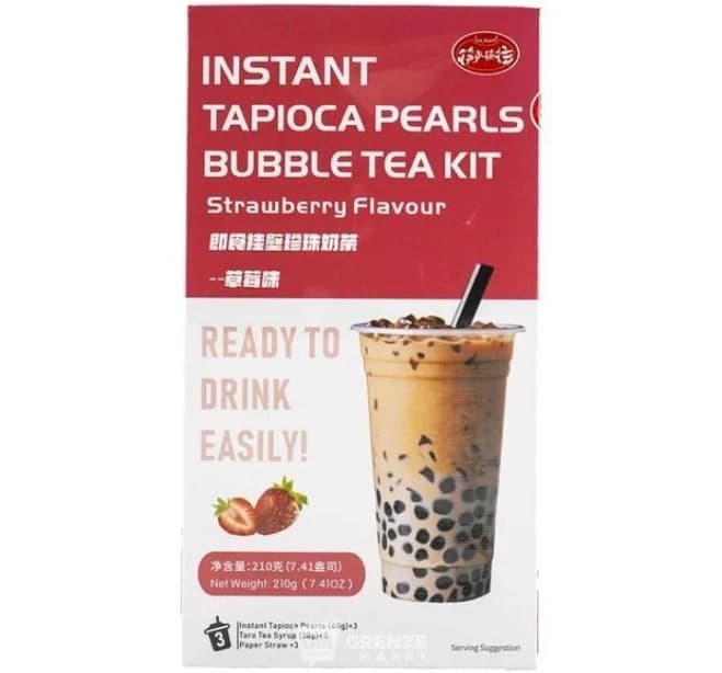 KLKW Instant Tapioca Pearls Milk Tea Kit Strawberry Flavor 7.4 oz