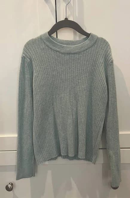 Zara Girl Ribbed Long Sleeve Crewneck Sweater Teal Size 11-12