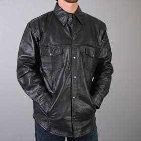 Hot Leathers Men's LCS1001 Classic Leather Shirt with Multiple Pockets