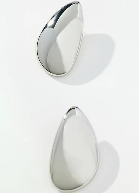 Anthropologie Sleek Shaped Oval Gold Earrings