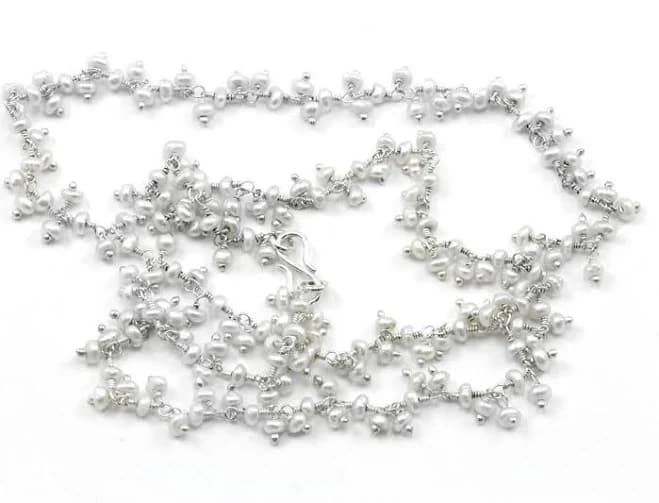 Sterling Silver or 14K Gold Filled Freshwater Cultured Pearl Cluster Necklace