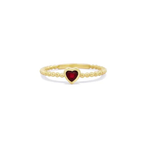 14K Gold Ruby Bezel Heart Ring