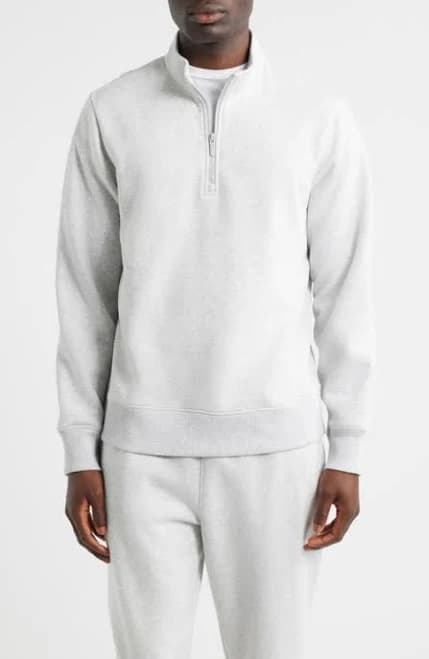 Zella Vital Fleece Quarter Zip Pullover in Grey Fog Heather at Nordstrom, Size X-Large