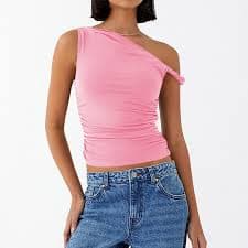 Perfectbot Women's Summer T Shirts Casual Cropped Solid Color Slim Sexy Sleeveless One Shoulder Blouse Top - Walmart.com