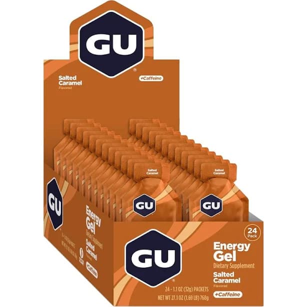 GU Original Energy Gel | Salted Caramel w/ Caffeine | 24 Pack Sports Basement