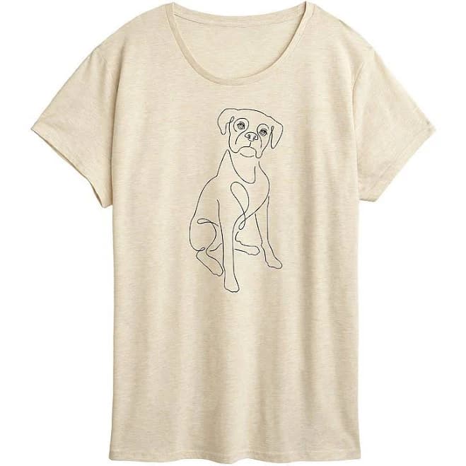 Women's Simple Line Drawing of Dog Graphic Tee