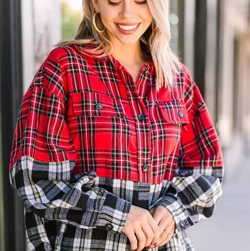 Women's Plaid Button Down Top