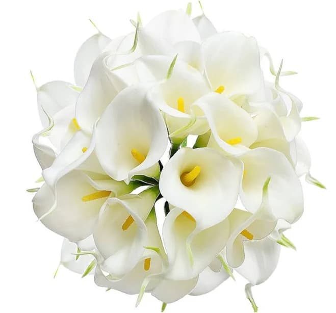 HoveBeaty Calla Lily Bridal Wedding Festival Decor Bouquet Real Touch Latex Flower Bouquet Pack of 20 (Purple-White)