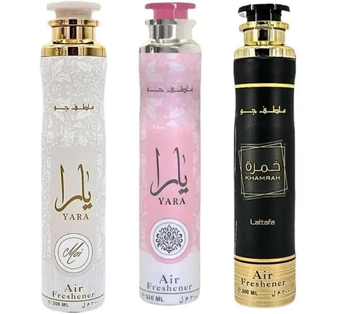 (Bundle Pack) 300ml Yara Pink + Yara Moi + Khamrah Air Freshener Spray by Lattafa Floral Burst Lavender Tropical Fragrance_AIR101,107&112