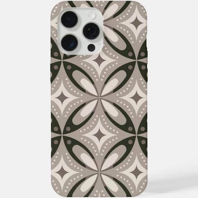 Beige and Brown Retro circular shapes iPhone Case