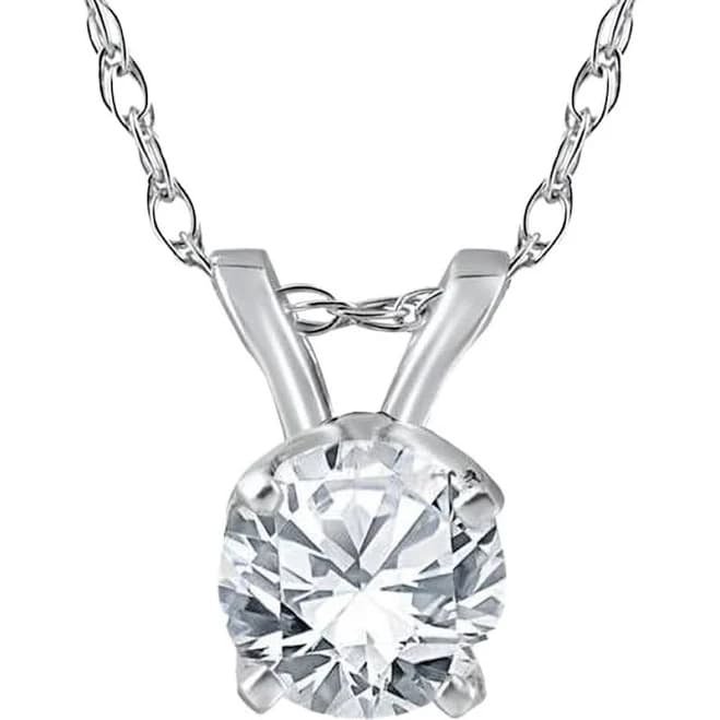 Bliss Diamond 1/3Ct Lab Grown Diamond Solitaire Pendant Necklace in 14K White Gold