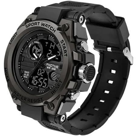 Findtime Men's LED Stopwatch Waterproof Digital Analog Watch